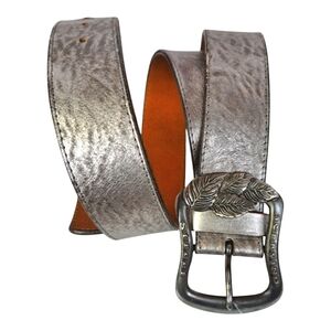 Ermanno Scervino Street Metallic Leather‎ Belt with Leaf Buckle